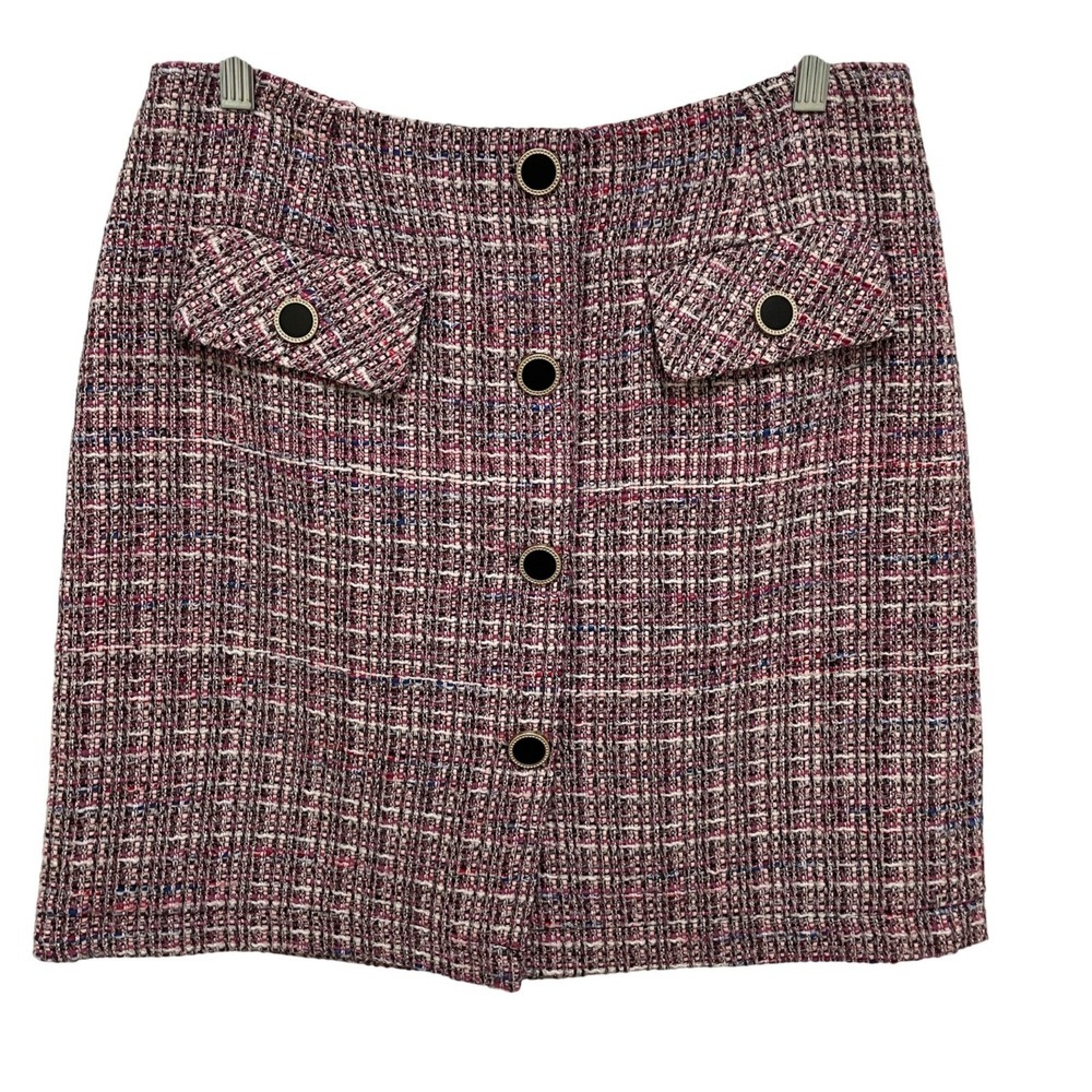 Bagatelle Collection Tweed Mini Skirt Womens M Pink Office Wear Casual Preppy‎